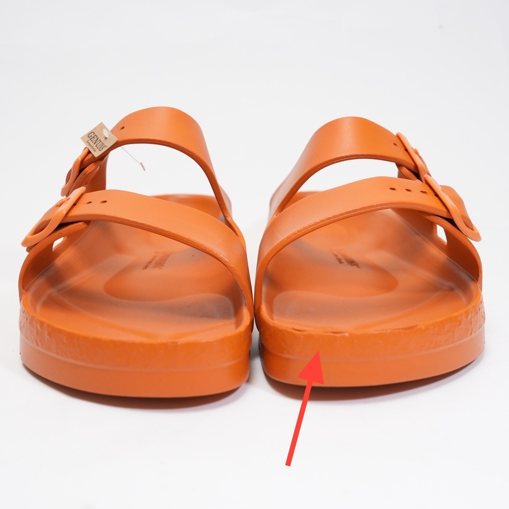Genuins Sandals Mens 12‎ Orange EVA Double Strap Buckle Slides EU 45 Spain - Picture 5 of 14